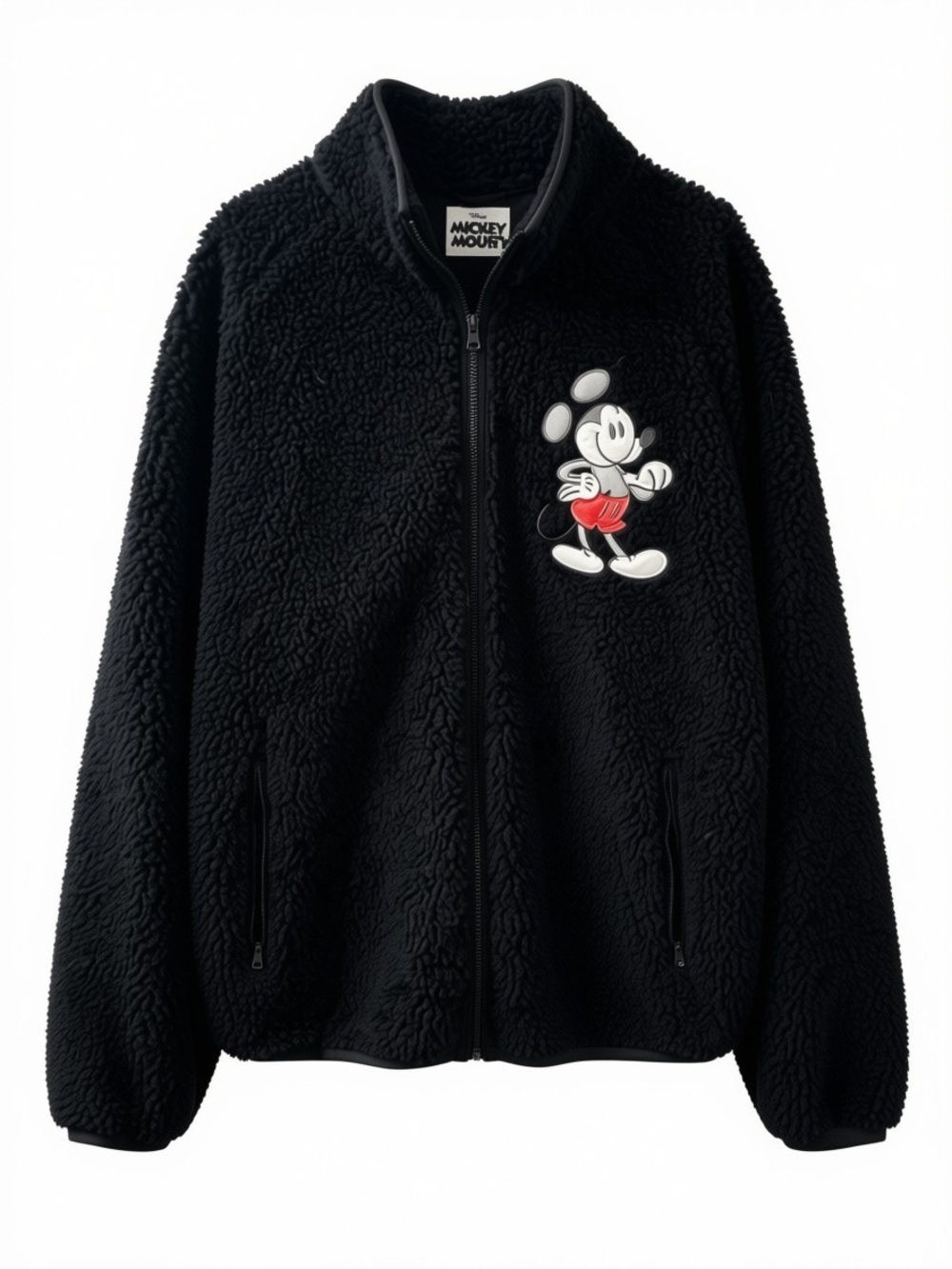 Disney Black Sherpa Jacket with Mickey Patch